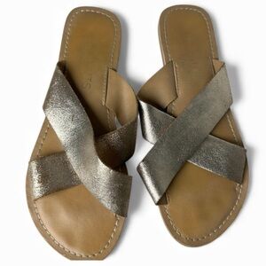 Coconuts by Matisse Pebble Metallic Sandals Leather Flats Sandals